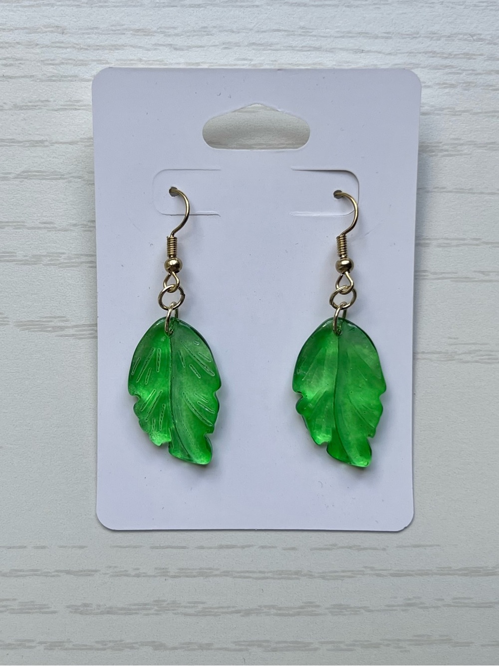 Green Leaf Dangle Artisan Earrings